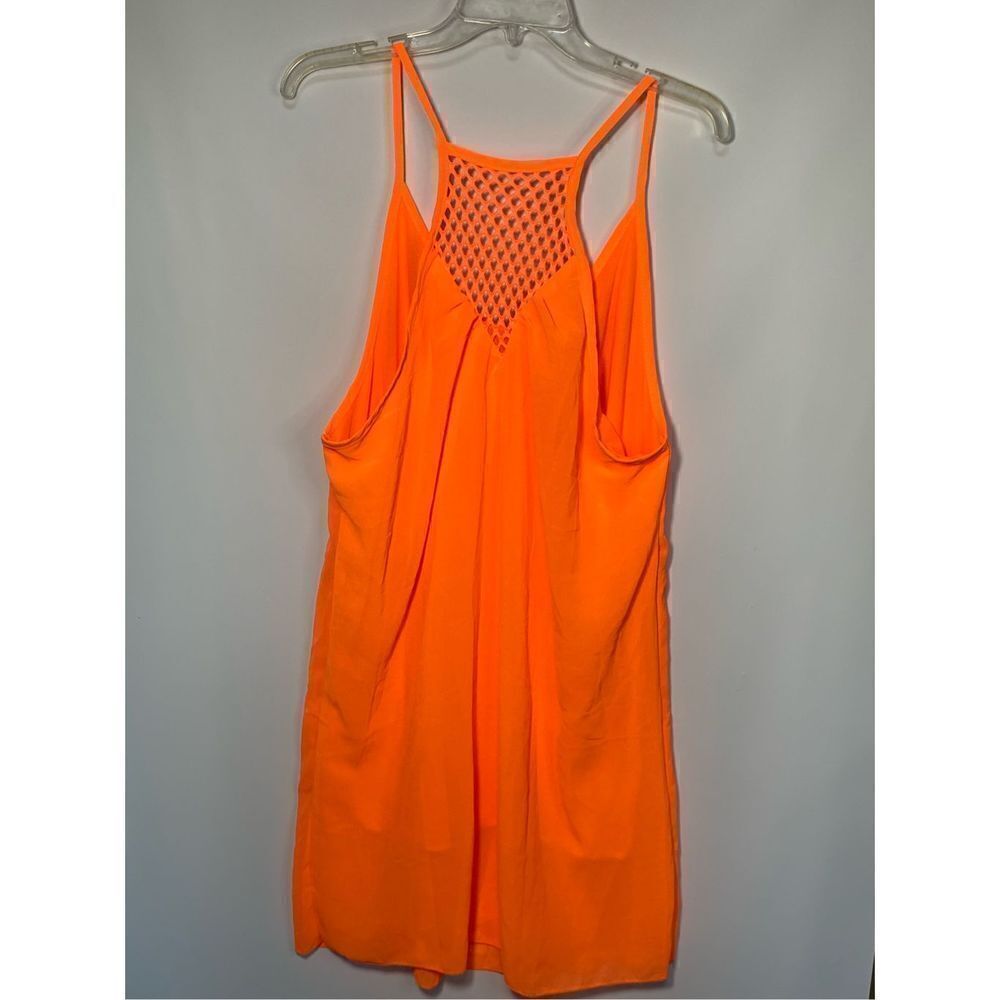 Womens Sleeveless Hollow Net Sundress Swim Cover-Up Mini Dress Orange